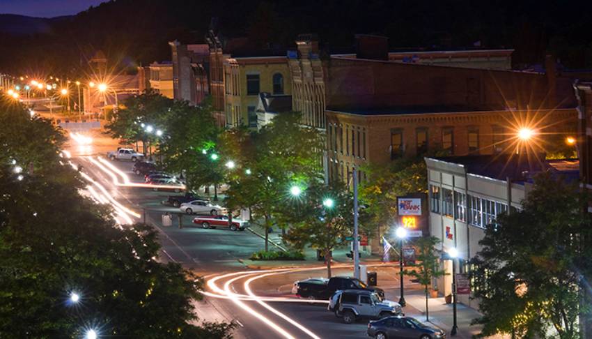 main street in the evening